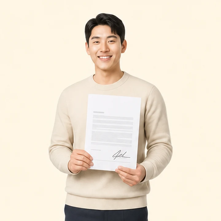 가족용 장기렌트카 서면 견적서를 들고 있는 고객